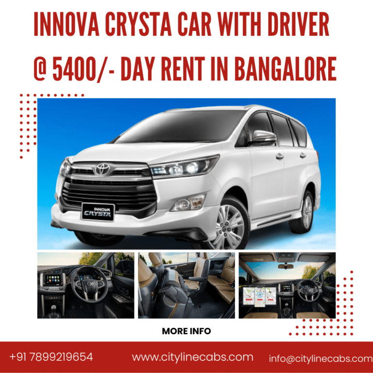 INNOVA CRYSTA Car with Driver 5400 Day Rent in Bangalore